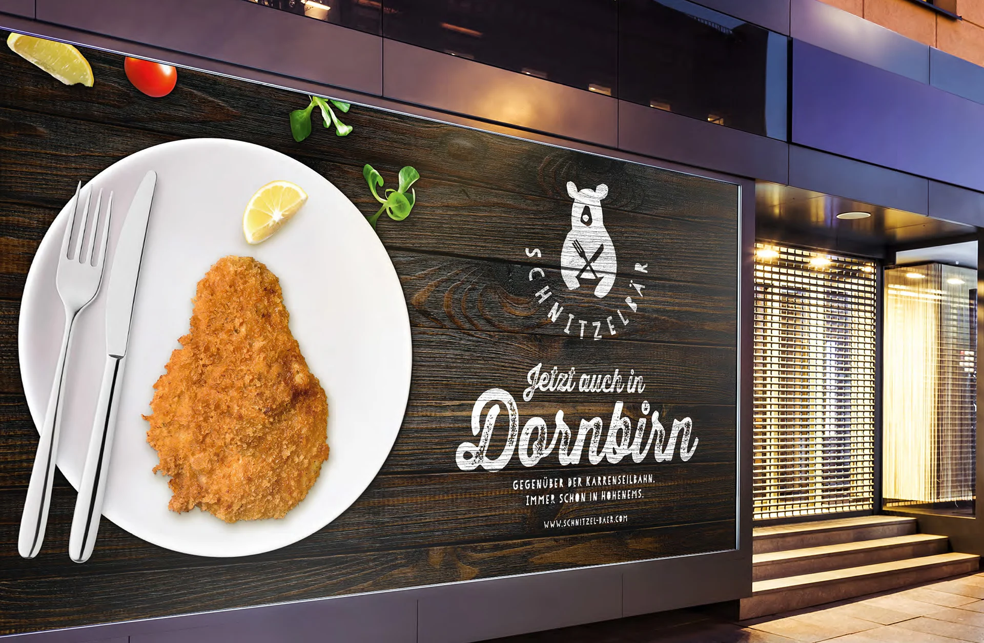 Zurgams Schnitzelbaer Kampagne Grossflaeche Eroeffnung Dornbirn