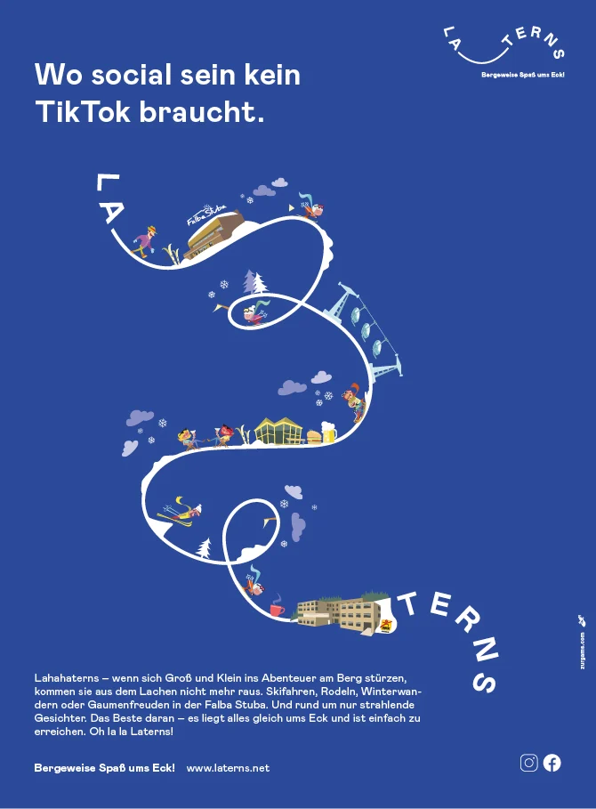 Zurgams Seilbahnen Laterns Anzeige Social