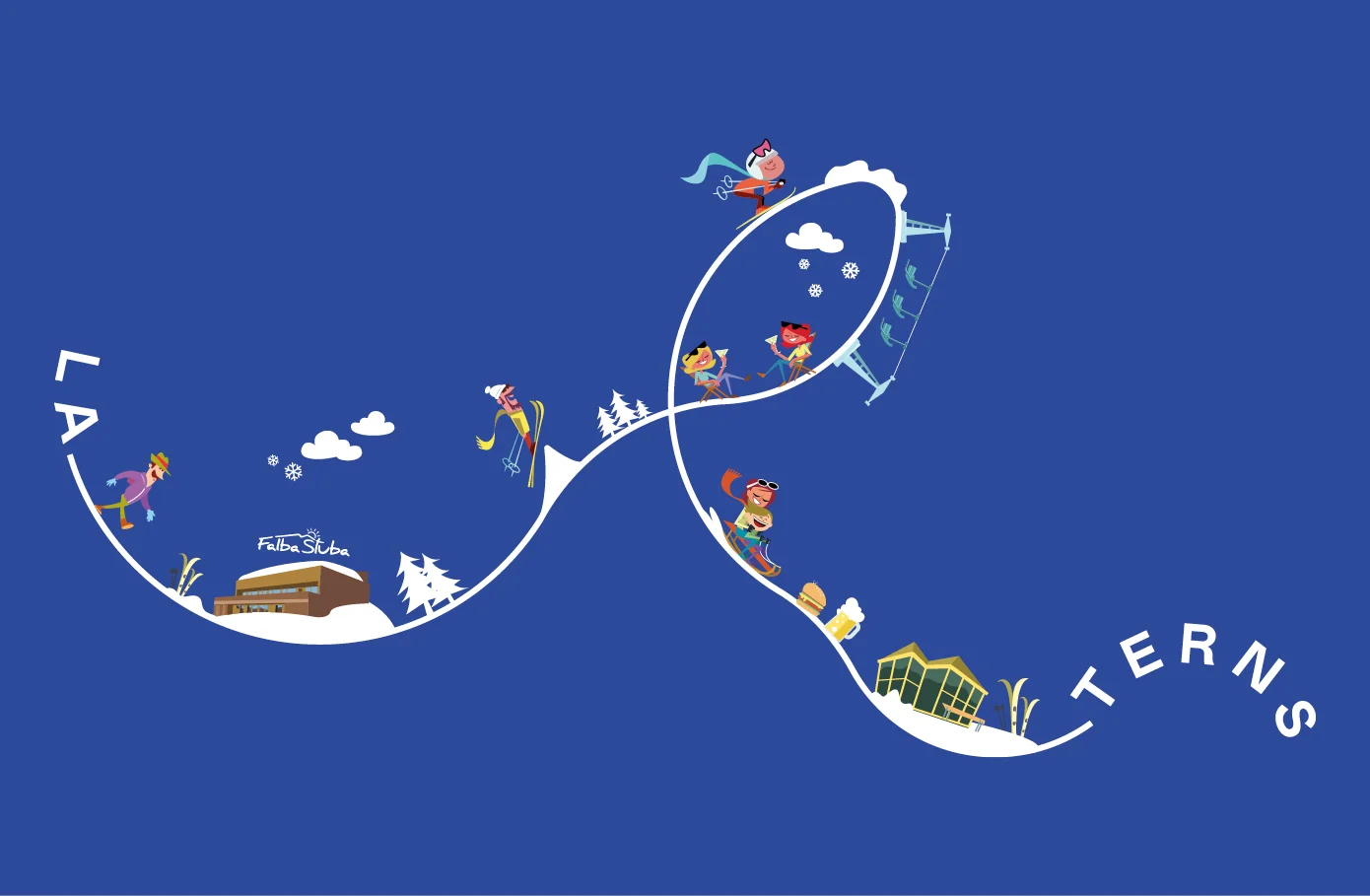 Zurgams Seilbahnen Laterns Illustration Winter